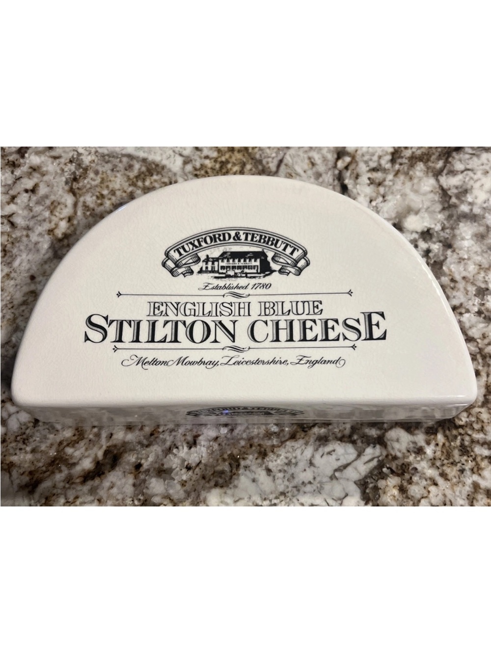 Vintage Tuxford & Tebbutt Stilton Cheese Storage Container - Half moon - England